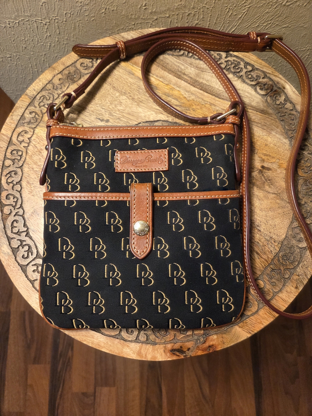 Dooney & Bourke Black and Brown Signature Crossbody Bag